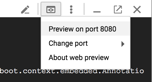 Preview on port 8080 menu item