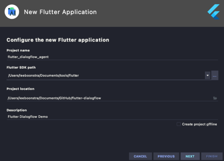 Create new Flutter application
