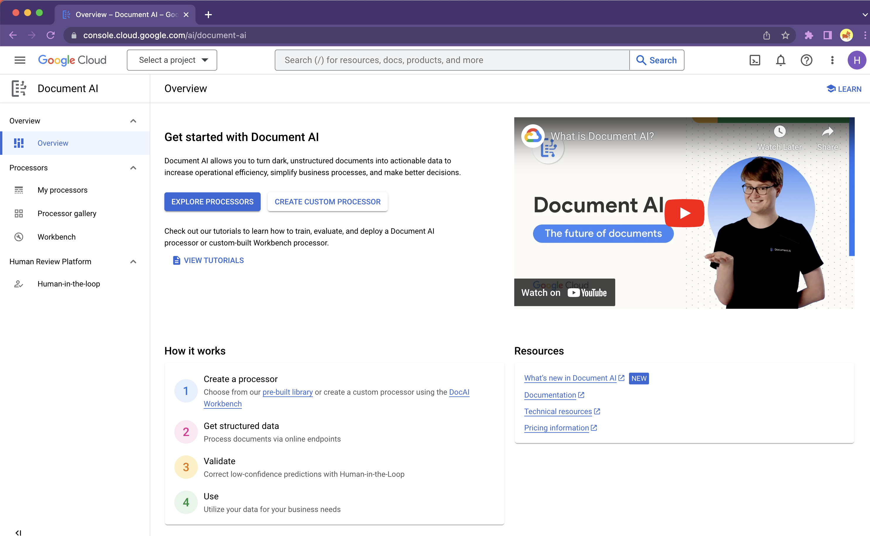 Document AI Overview Console