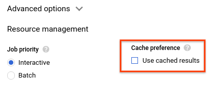 Cached results option