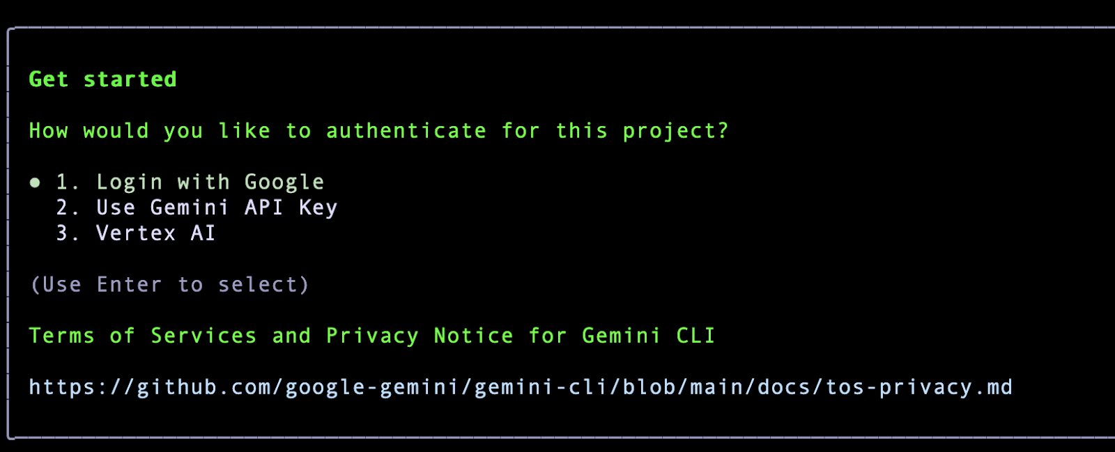 Authentication method selection