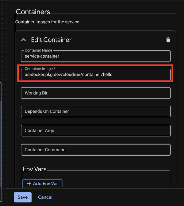Mengubah Image Container