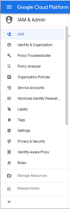 منوی IAM و مدیریت که دکمه‌های <| و |> را در انتهای منو نشان می‌دهد.