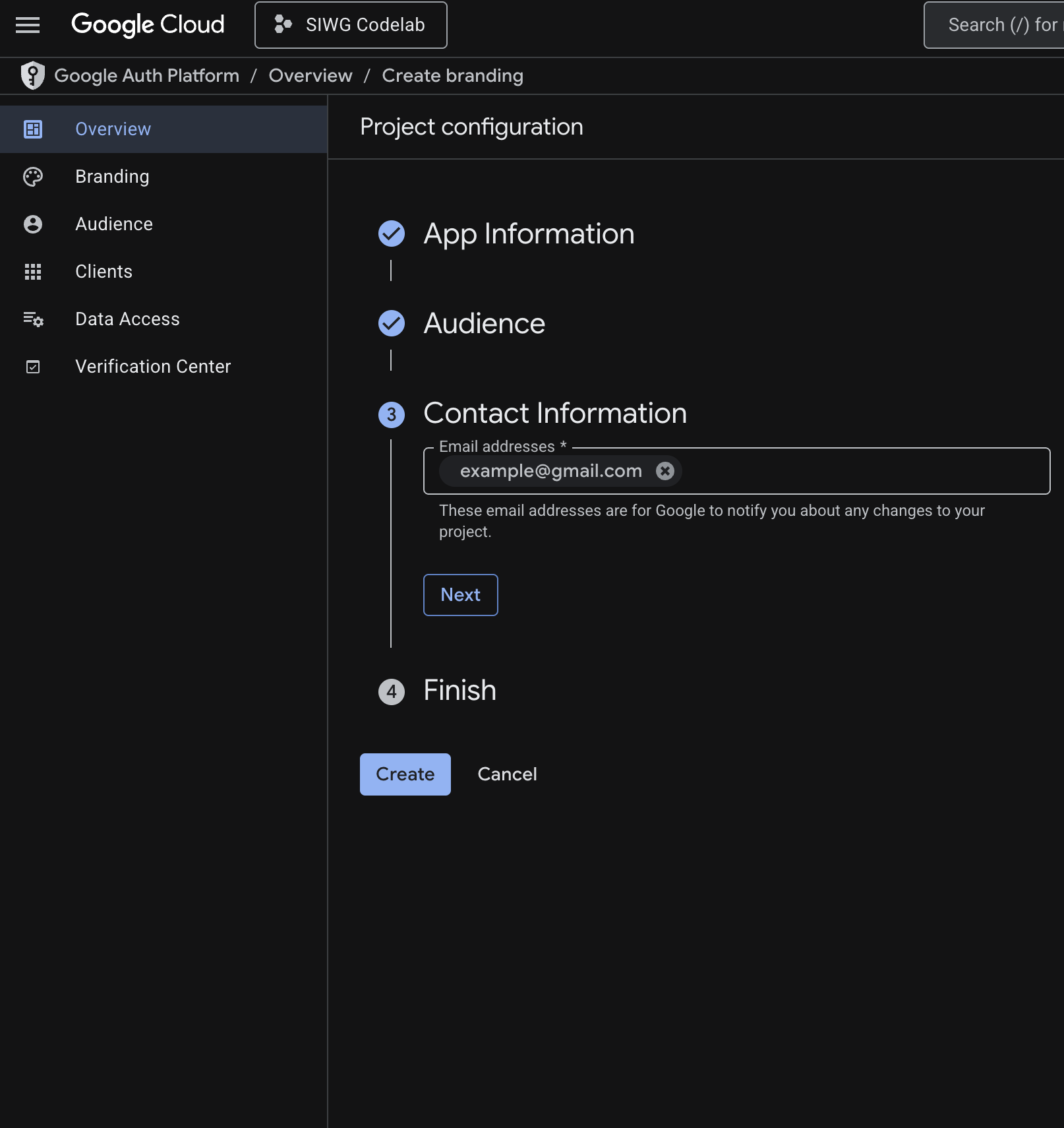 Контактная информация GCP