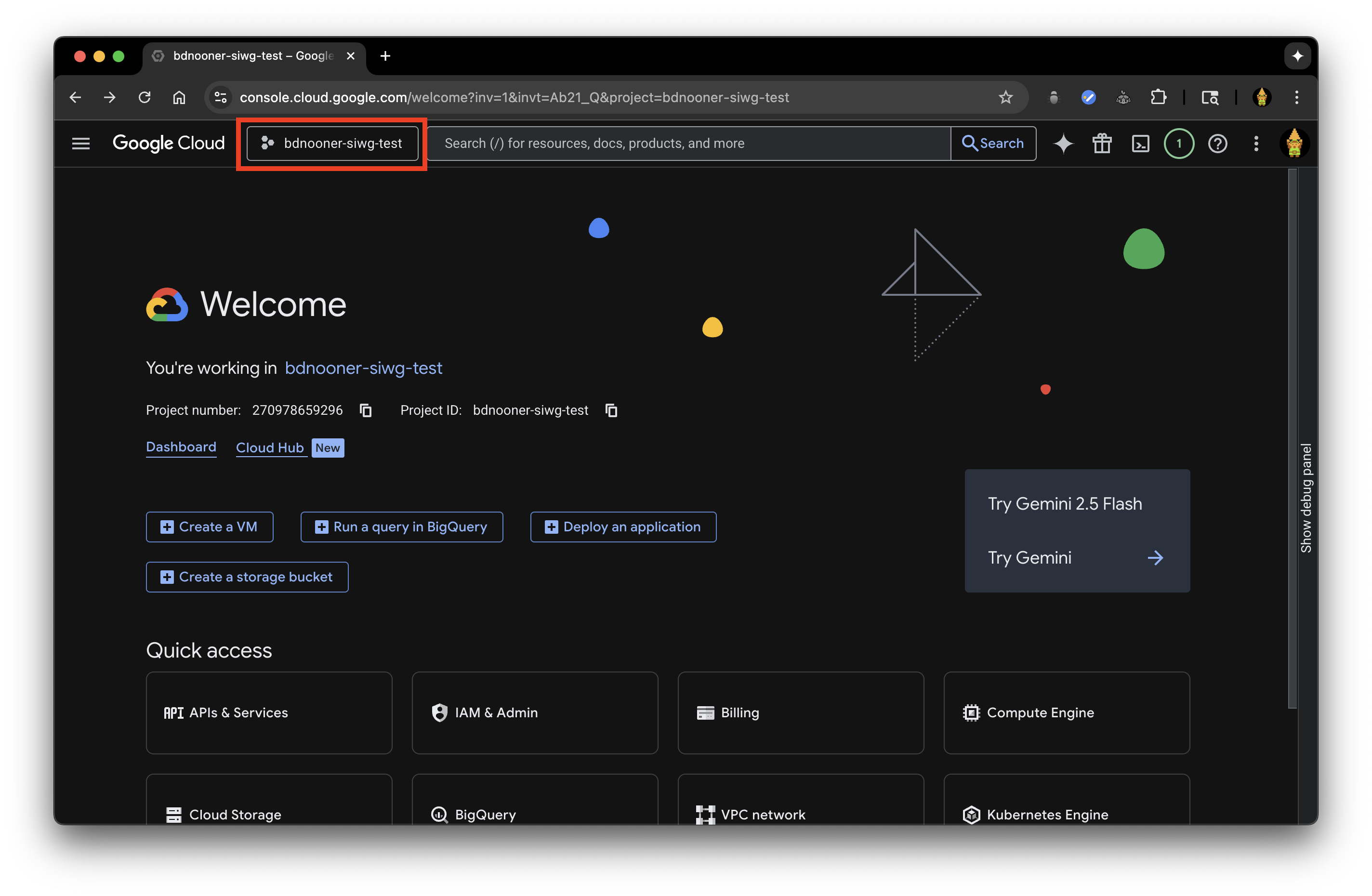 GCP create new project