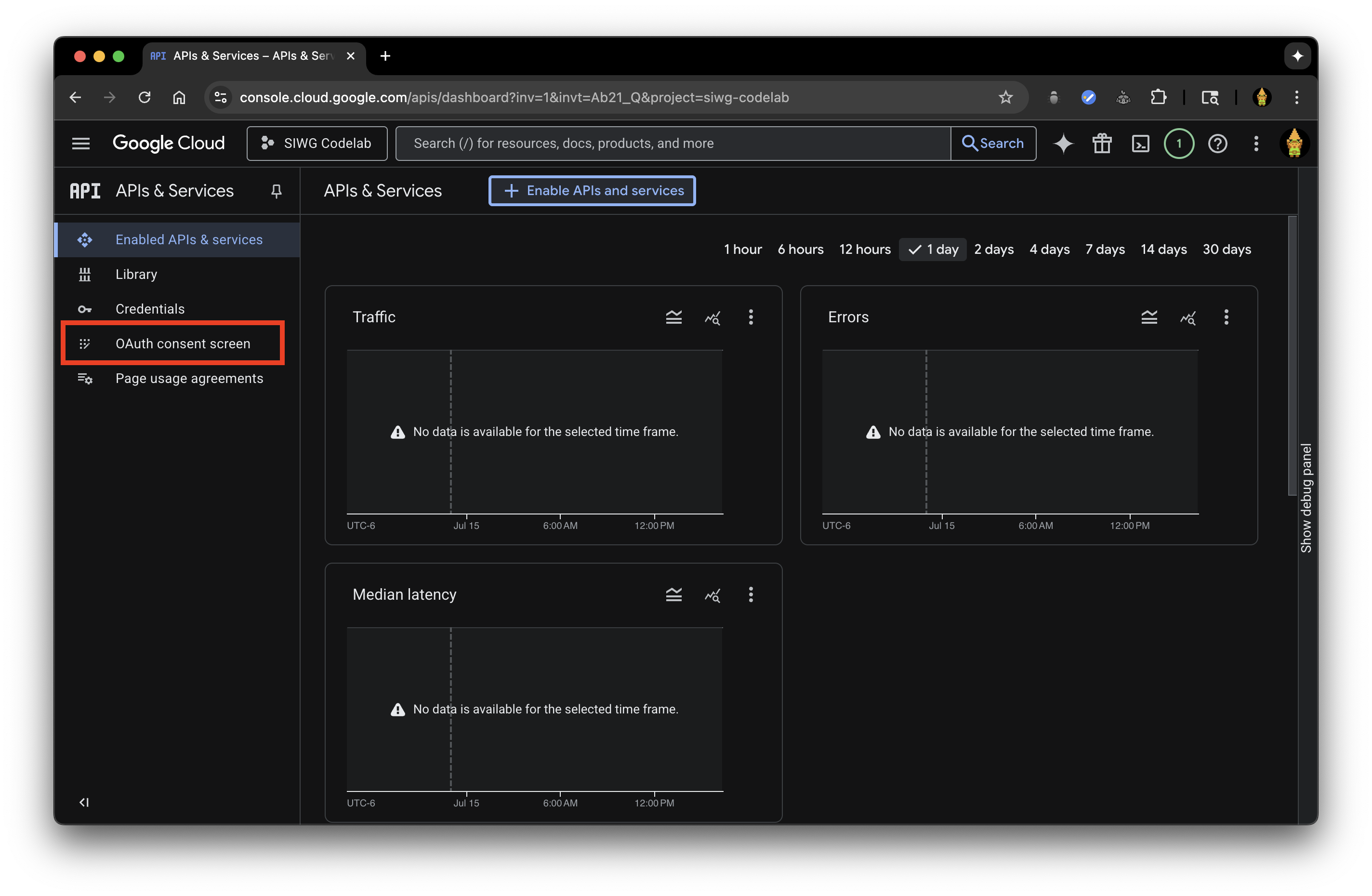 Tela de permissão OAuth do GCP