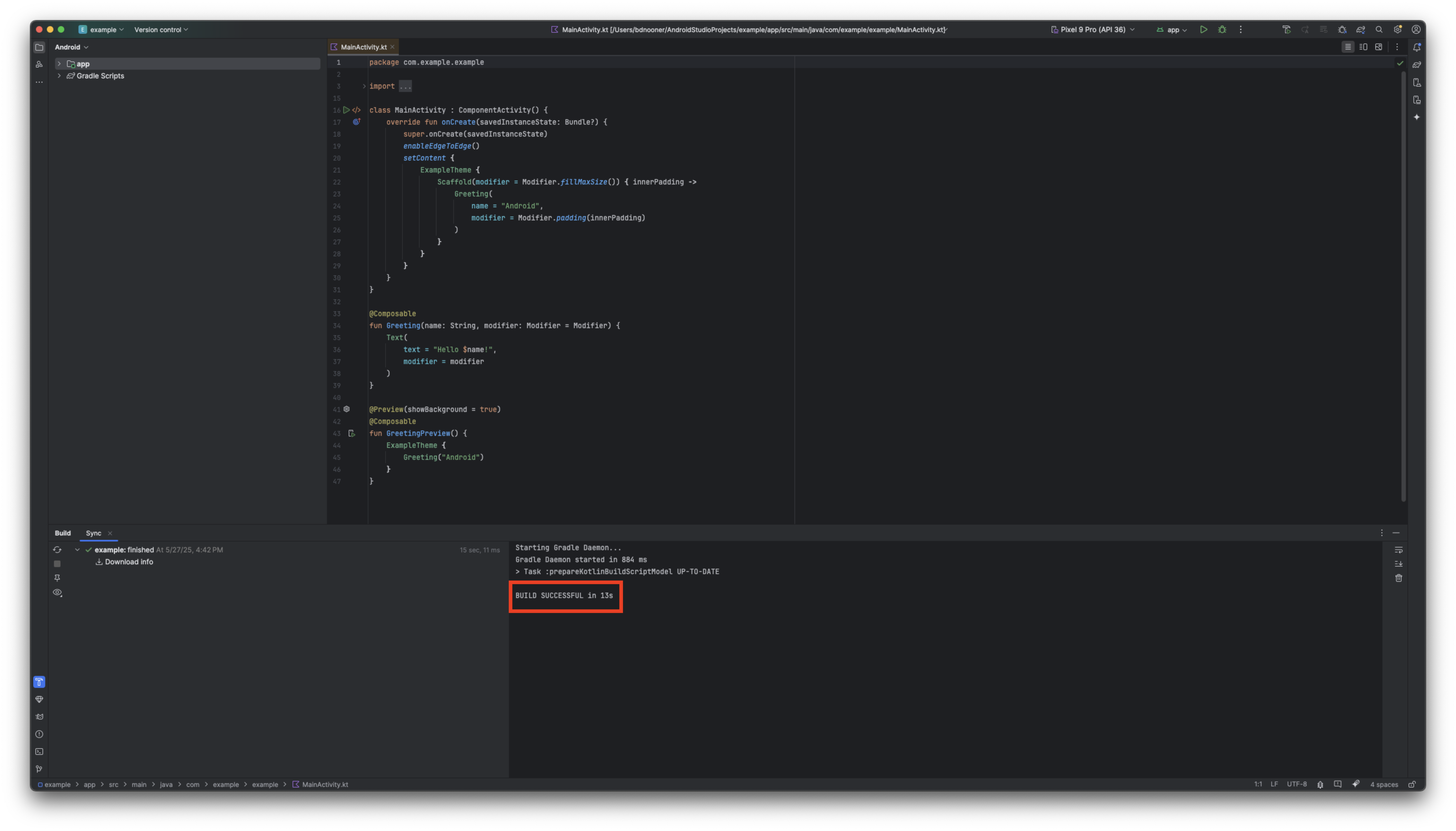 สร้างโปรเจ็กต์ Android Studio แล้ว