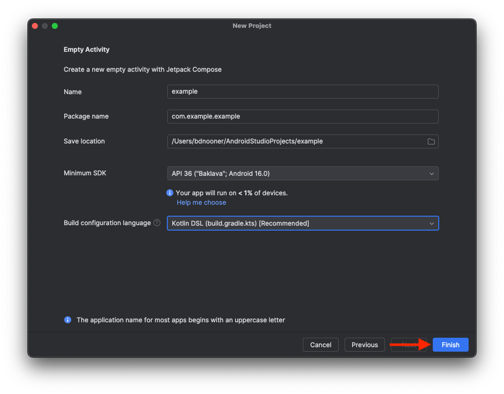 Projekt konfiguracji Android Studio