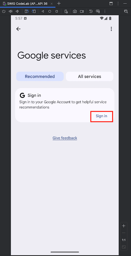 Login no dispositivo