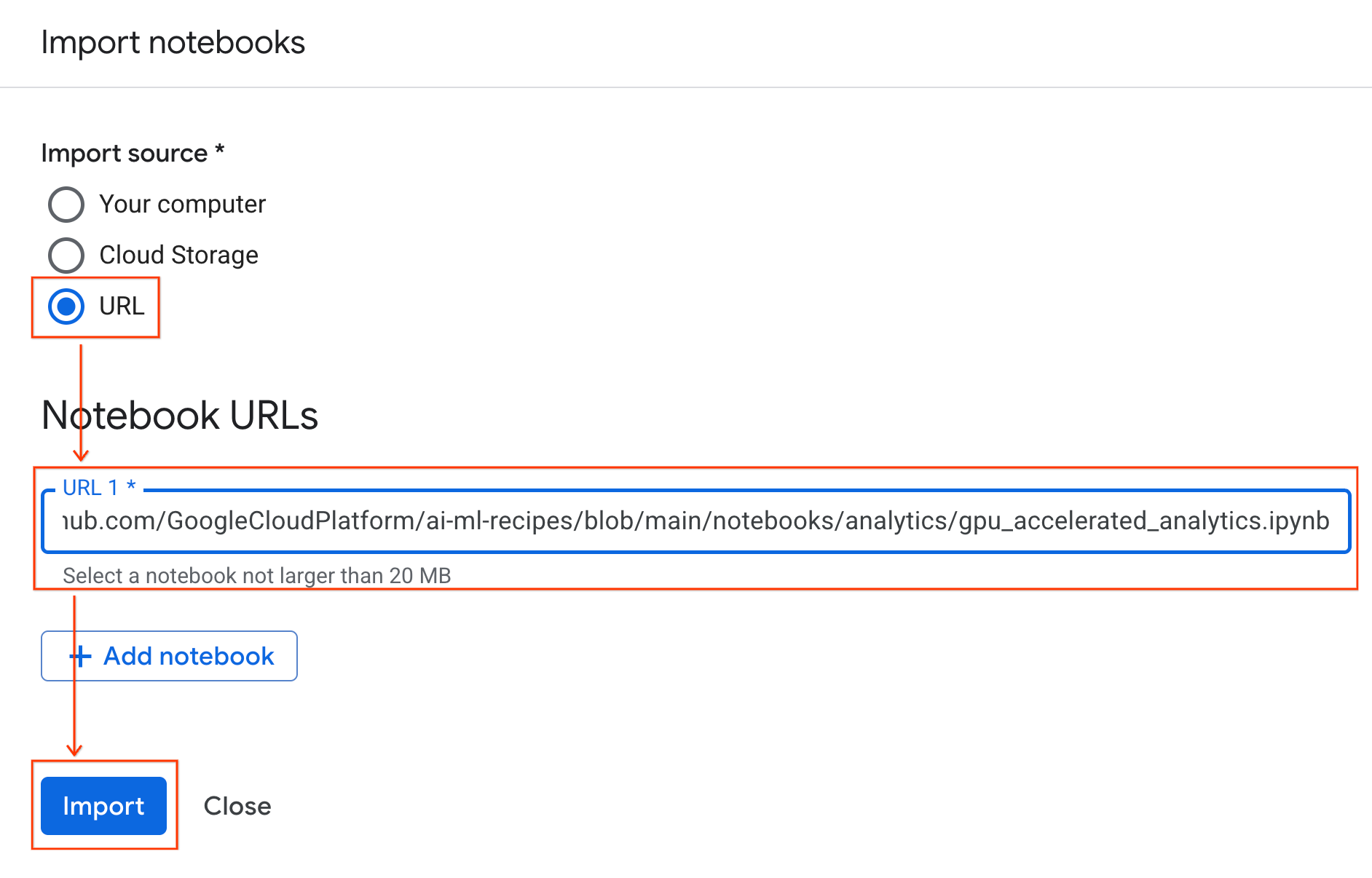 Copies the Notebook from a public repository