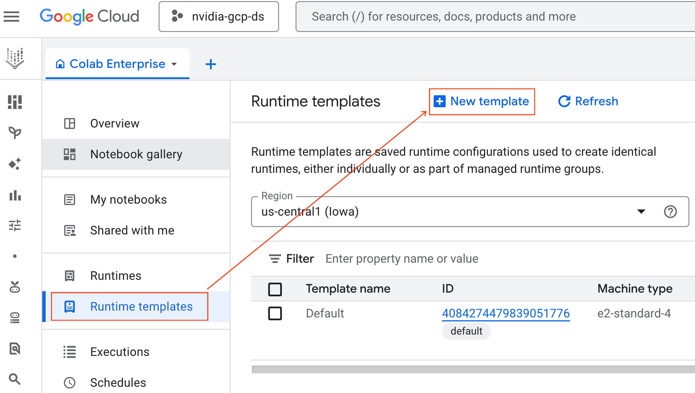 Create a new runtime template