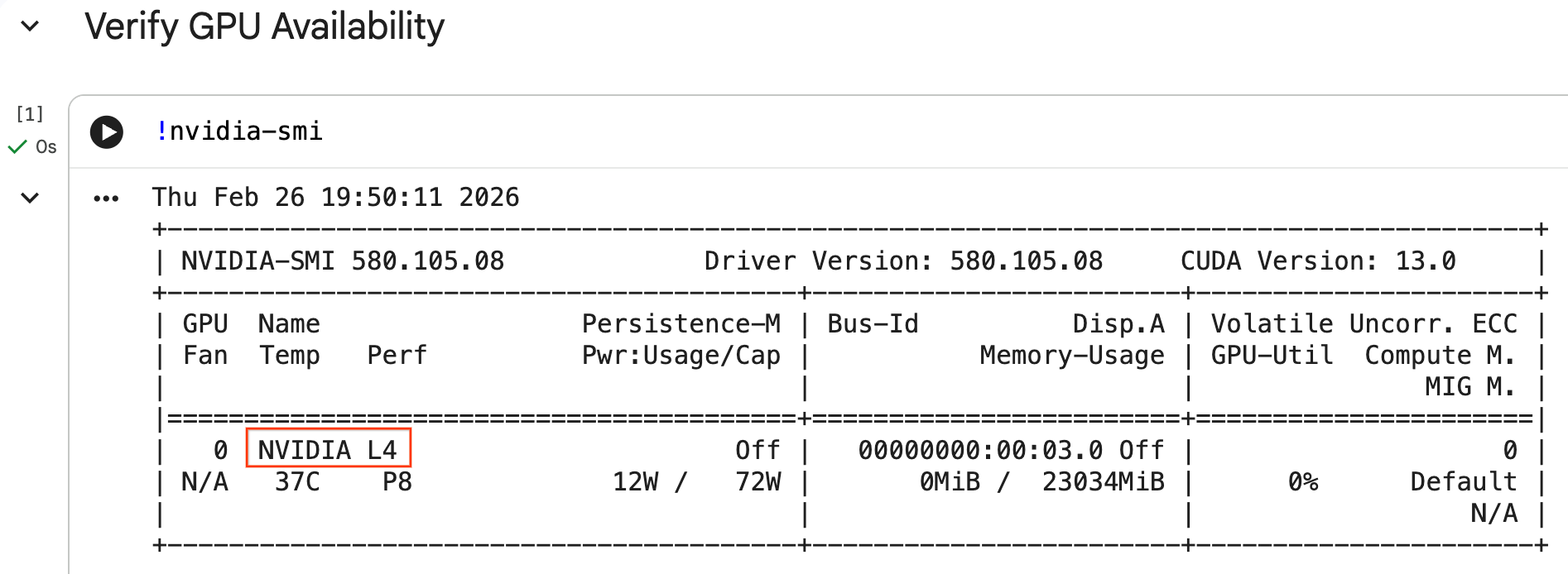 Verify GPU is active