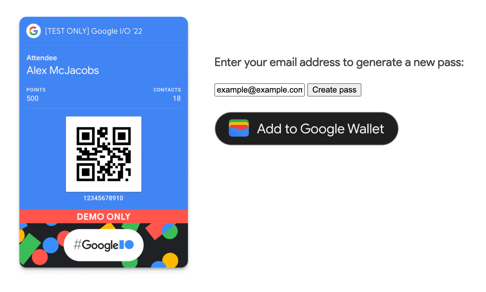 Il pulsante Aggiungi a Google Wallet è stato visualizzato correttamente sul frontend dell&#39;app