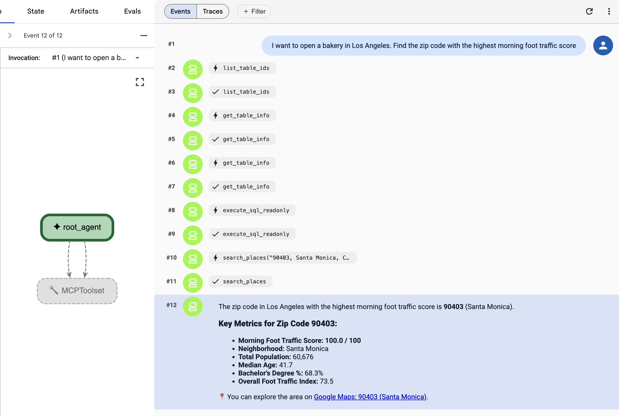 ADK Web response finding neighborhood with highest morning foot traffic