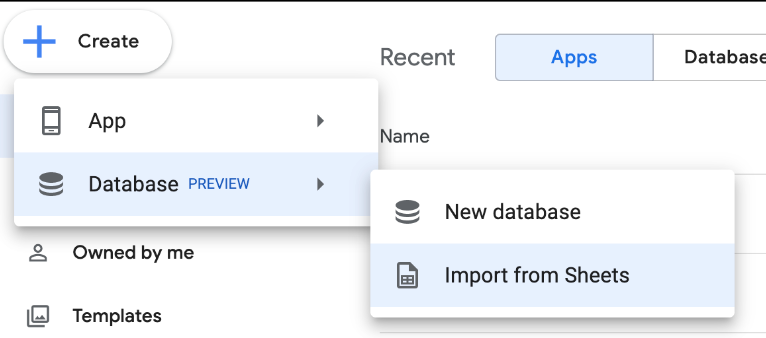 Create database from sheets import