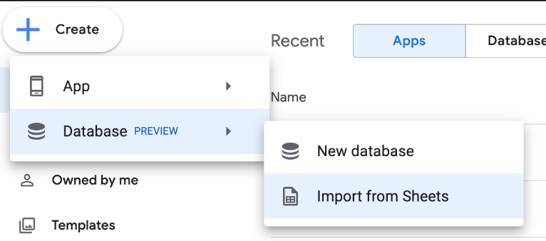 Création d'une base de données en important une feuille de calcul Google Sheets