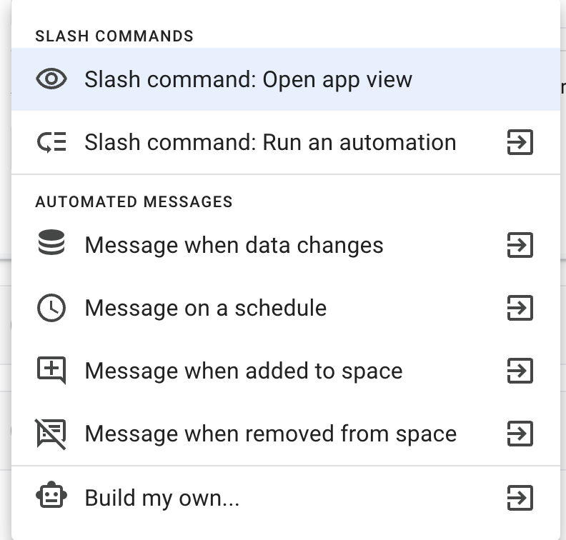 Actions contextual menu