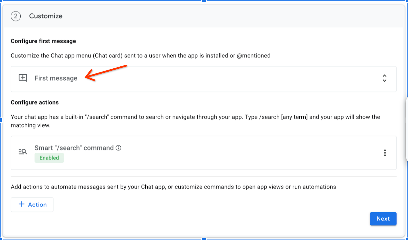 Página de personalización de la app de Chat