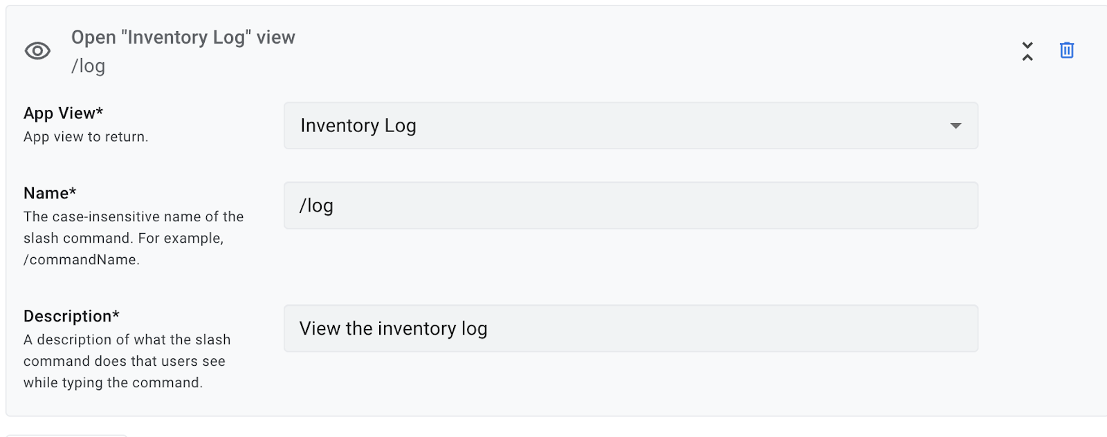 Slash command options.