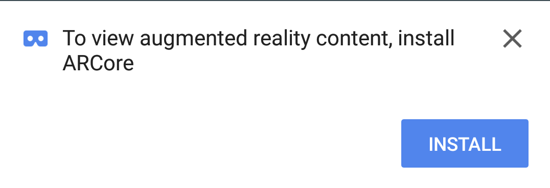 Aufforderung zum Installieren von ARCore