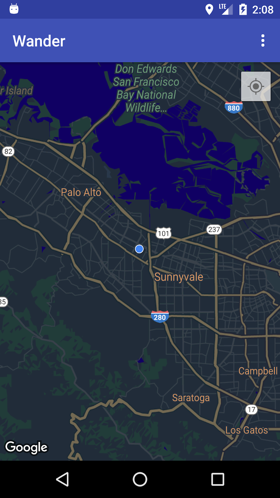 Stylowa mapa Google ze śledzeniem lokalizacji