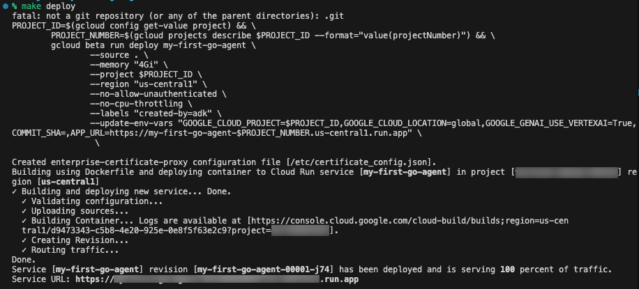 URL del servizio di deployment