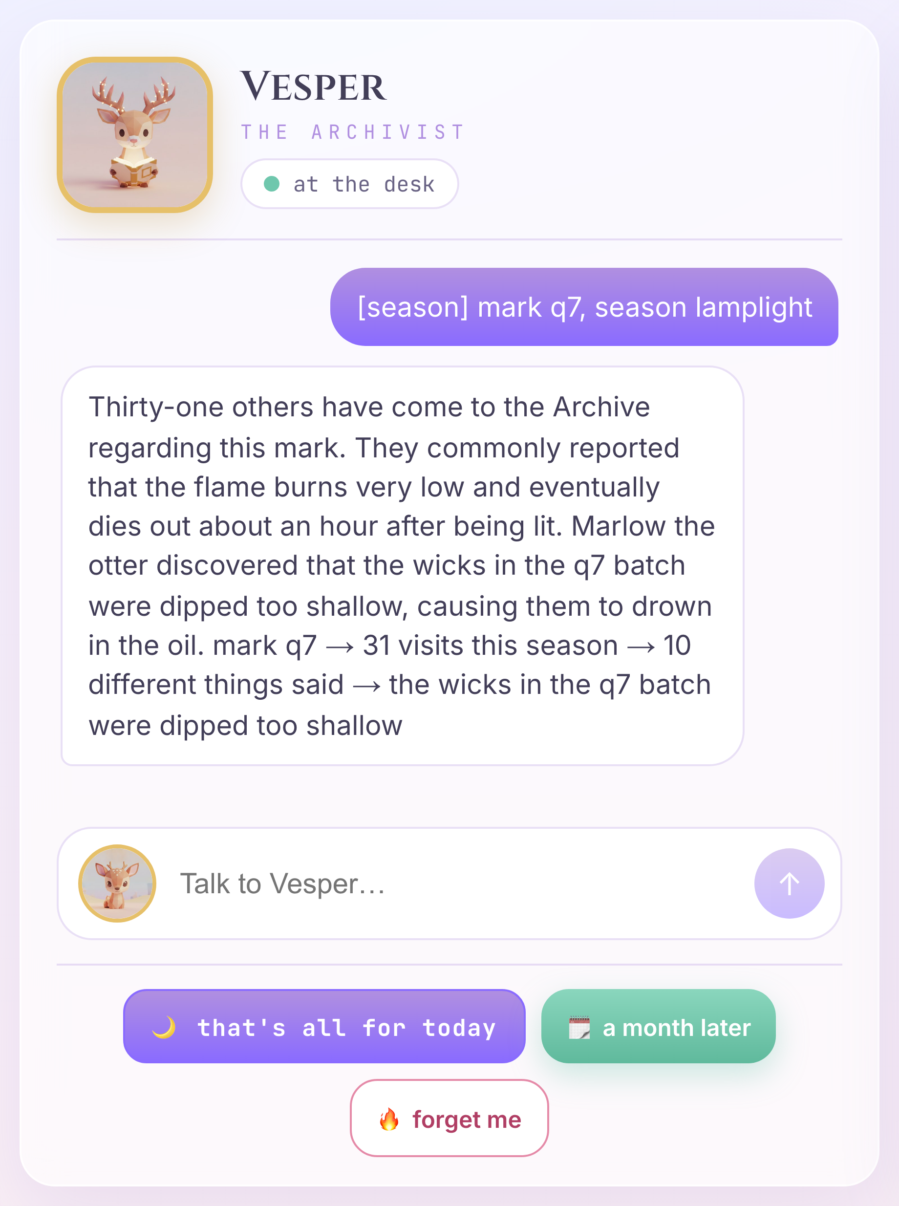 She answers, and the last line is the path