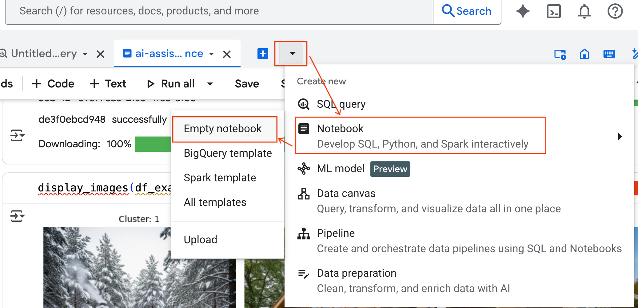 เปิด Notebook ใหม่