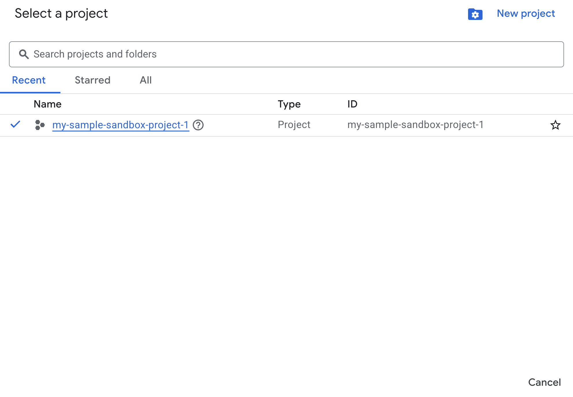 Selecciona un proyecto