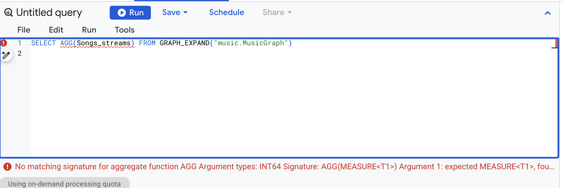 the red error under the editor
