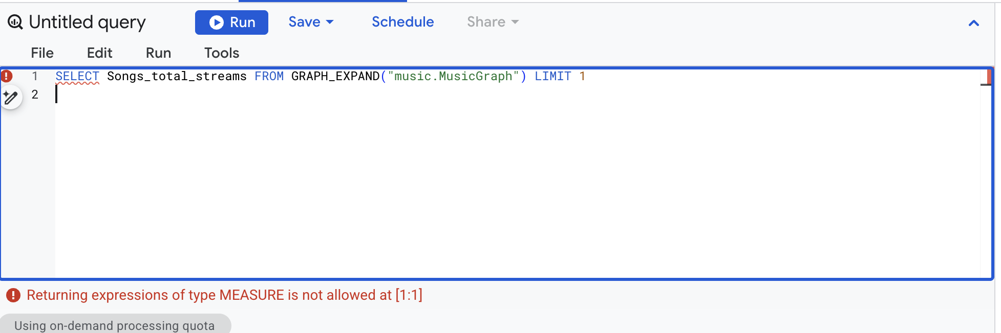 the red error under the editor