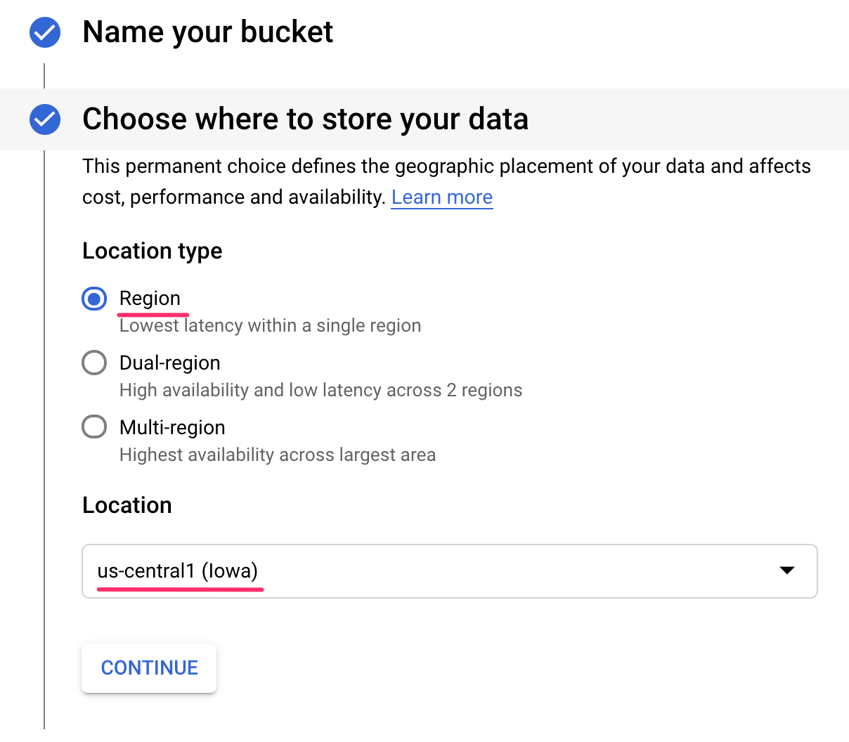 Località bucket