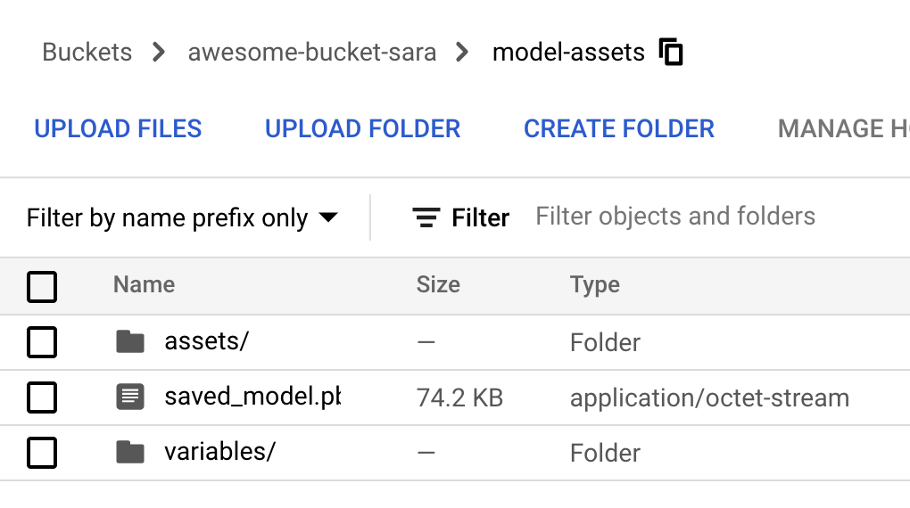 Recursos del modelo exportados