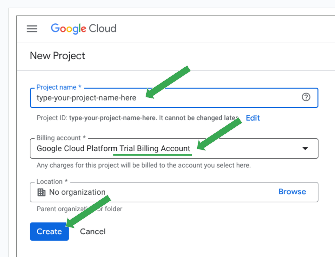 Biểu mẫu tạo dự án mới