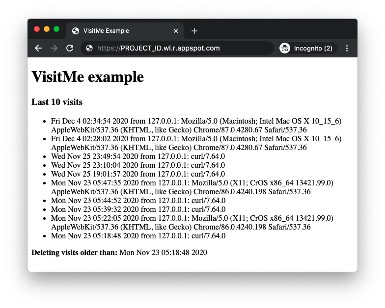 Application Visitme du module 7