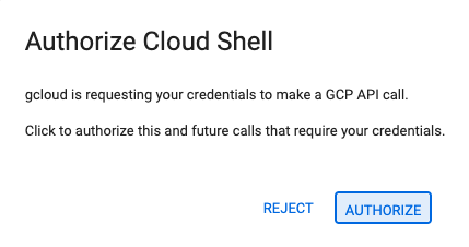 클릭하여 Cloud Shell 승인