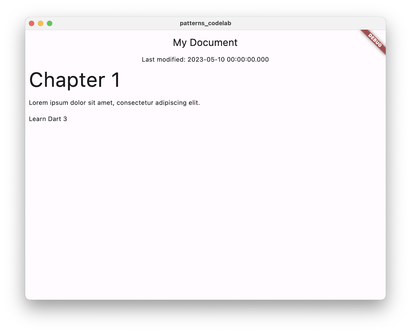 The app displaying content from the 'blocks' section of the JSON data.