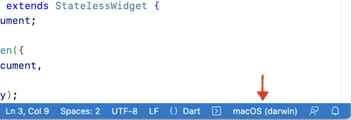 The target platform selector in VS Code