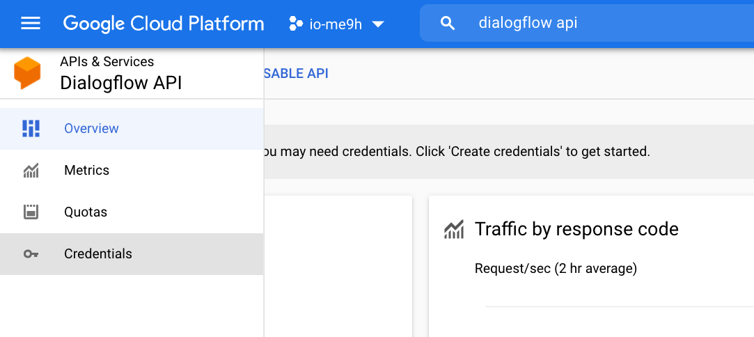 Console GCP delle credenziali