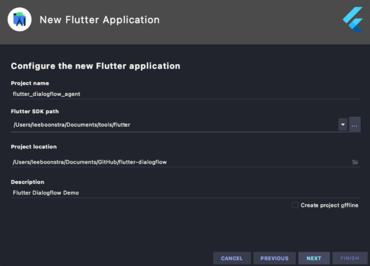 新しい Flutter アプリケーションを作成する