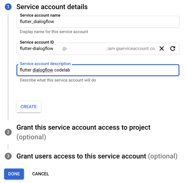 Create a service account