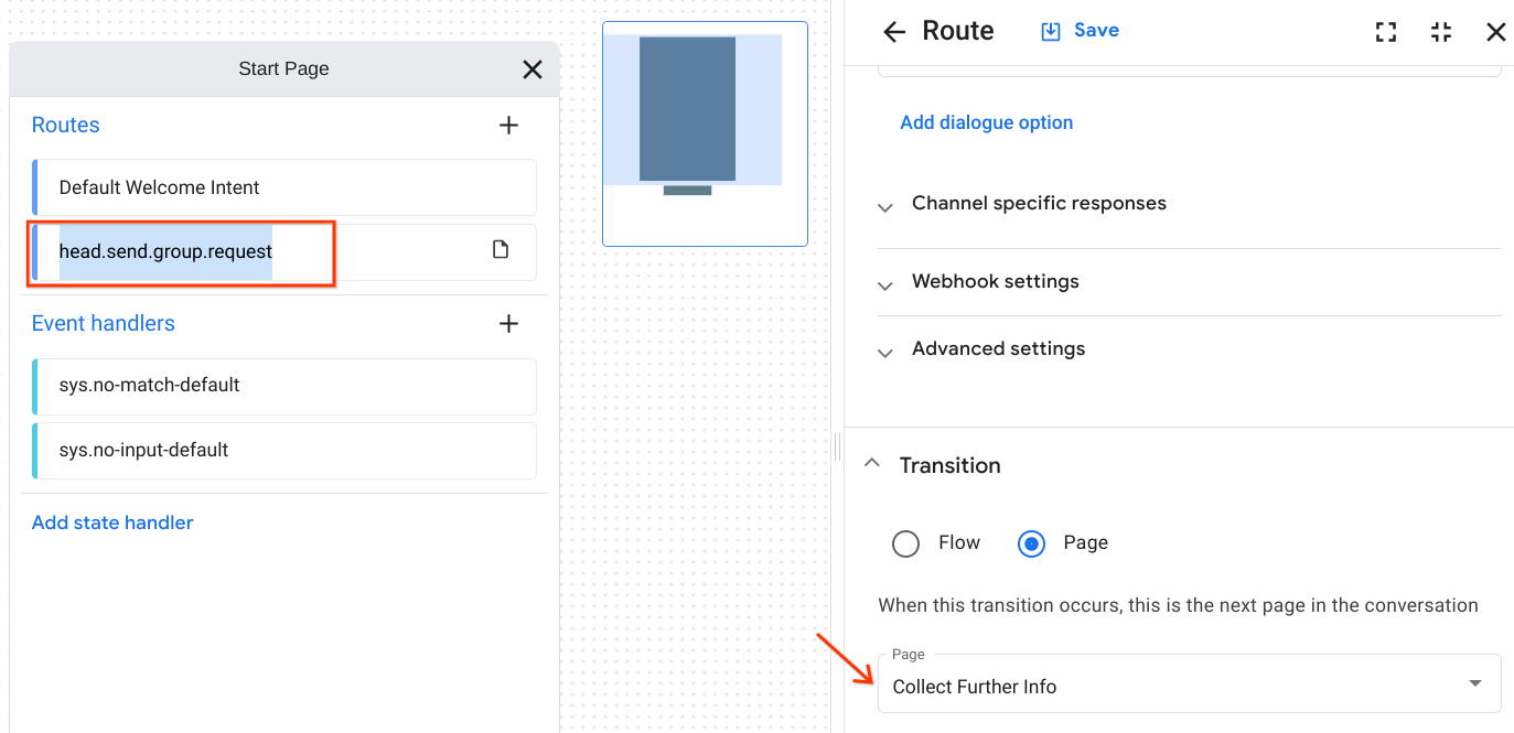 Page transition Transition to Collect Further Info page