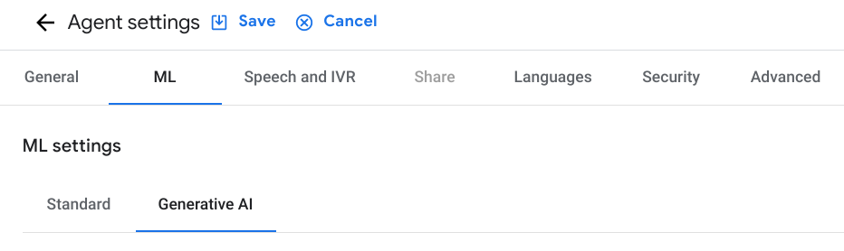 Untertab „Generative AI“ Untertab „Generative AI“