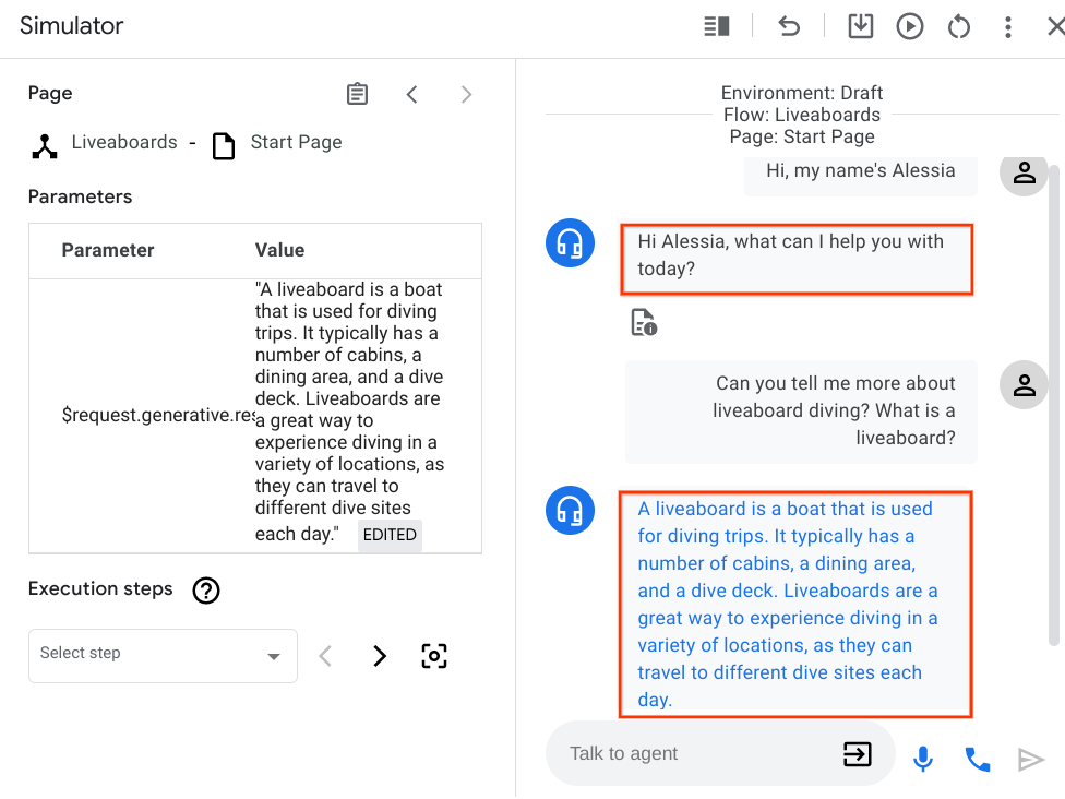 Esegui nuovamente il test dell'agente Esegui nuovamente il test dell'agente e chiedi di nuovo che cos'è un liveaboard