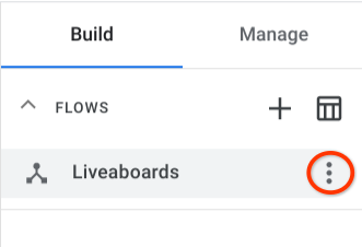Access the flow settings by hovering your mouse over the flow in the Flows section.