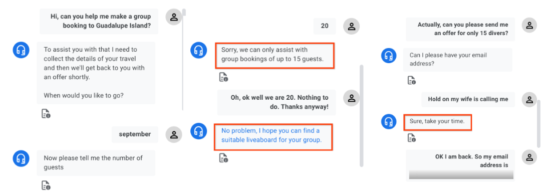 Fornisci un numero di ospiti superiore a 15