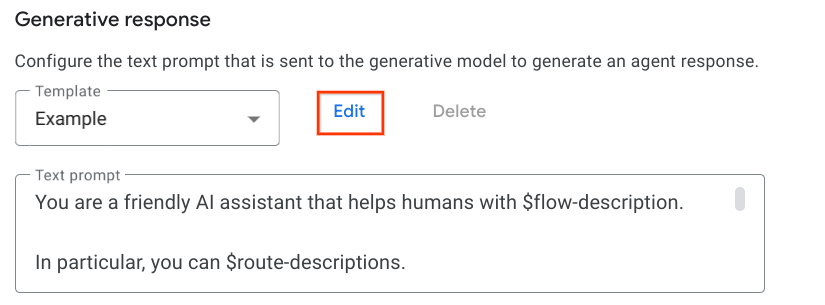 Klik tombol Edit di sisi kanan dropdown template untuk memeriksanya.