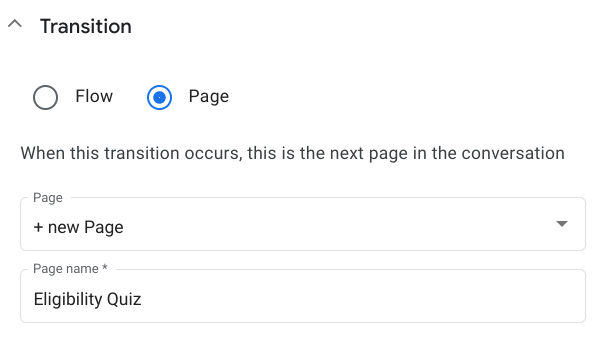 Quando confirm.yes é acionado, faz a transição para uma nova página do Teste de qualificação. 