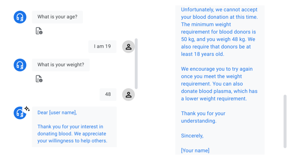 Email che indica che l'utente non è idoneo