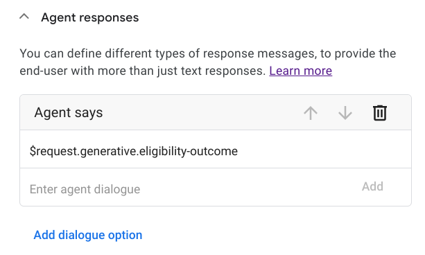 Use the output parameter in the agent response